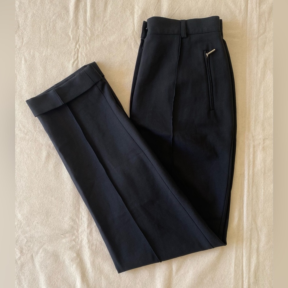 Escada Sport Vintage 90s Womens Black Pleated Cuffed Trouser Style Pant  38